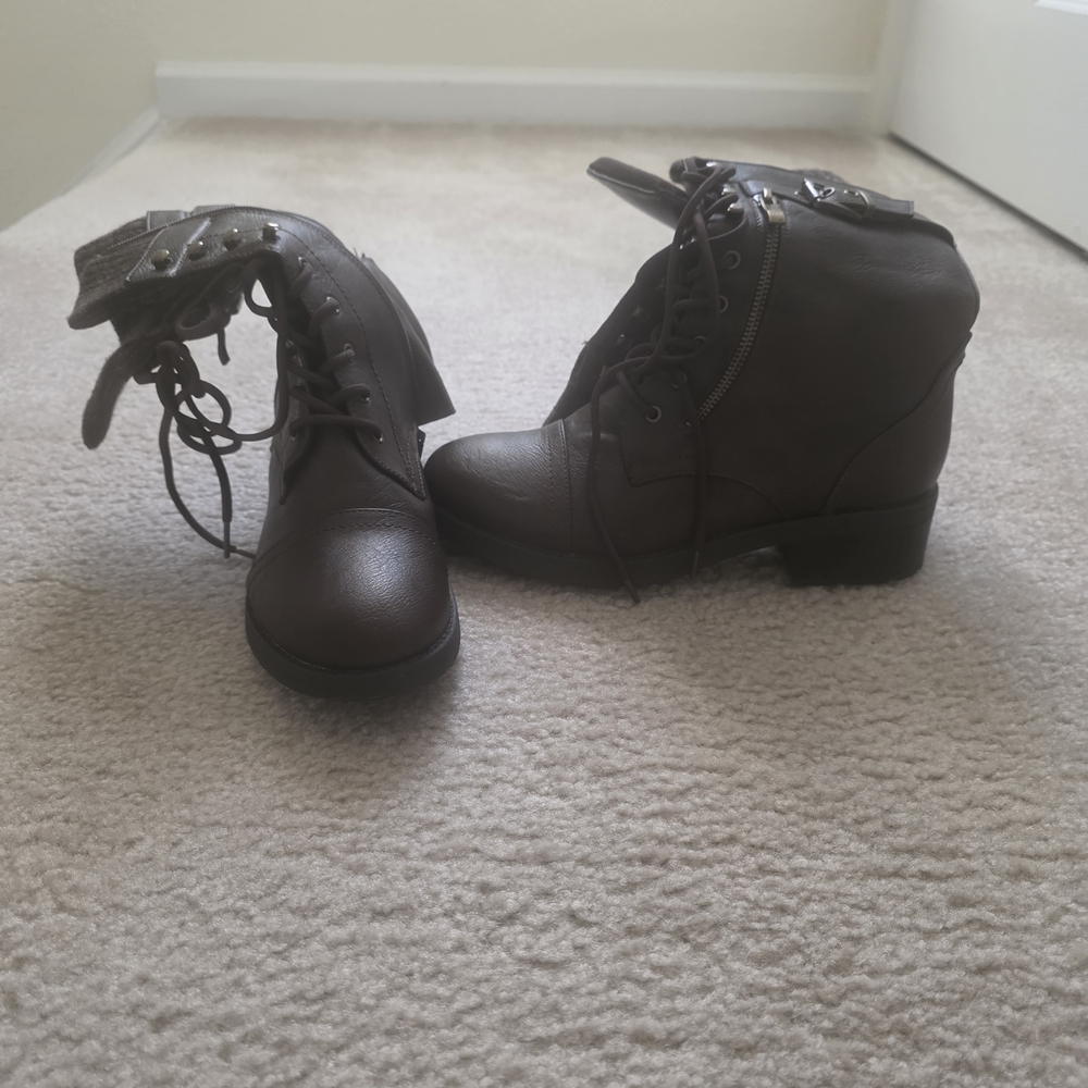 Brown Lace-Up Ankle Boots